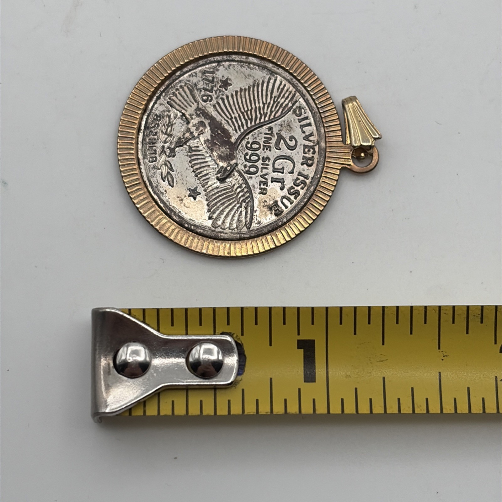 Vintage Silver Issue 2 Gram .999 Fine Silver Eagle Pendant