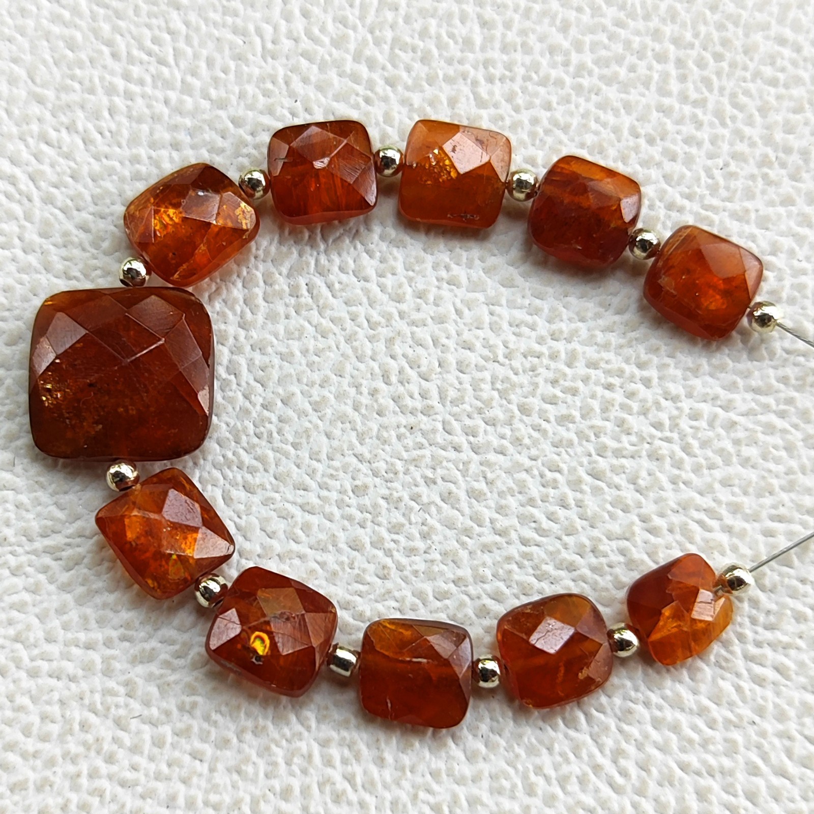Natural Orange Kyanite 7-12mm Faceted Cushion Beads 4.5 In Tanzania Strand