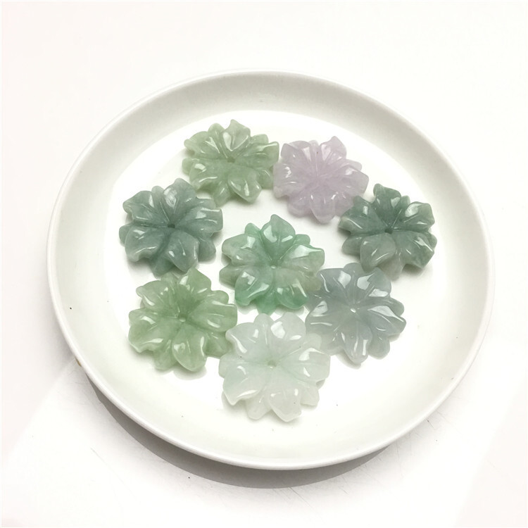 10pcs Natural Jadeite A Grade Jade Pendant DIY Loose Bead Sunflower Wholesale