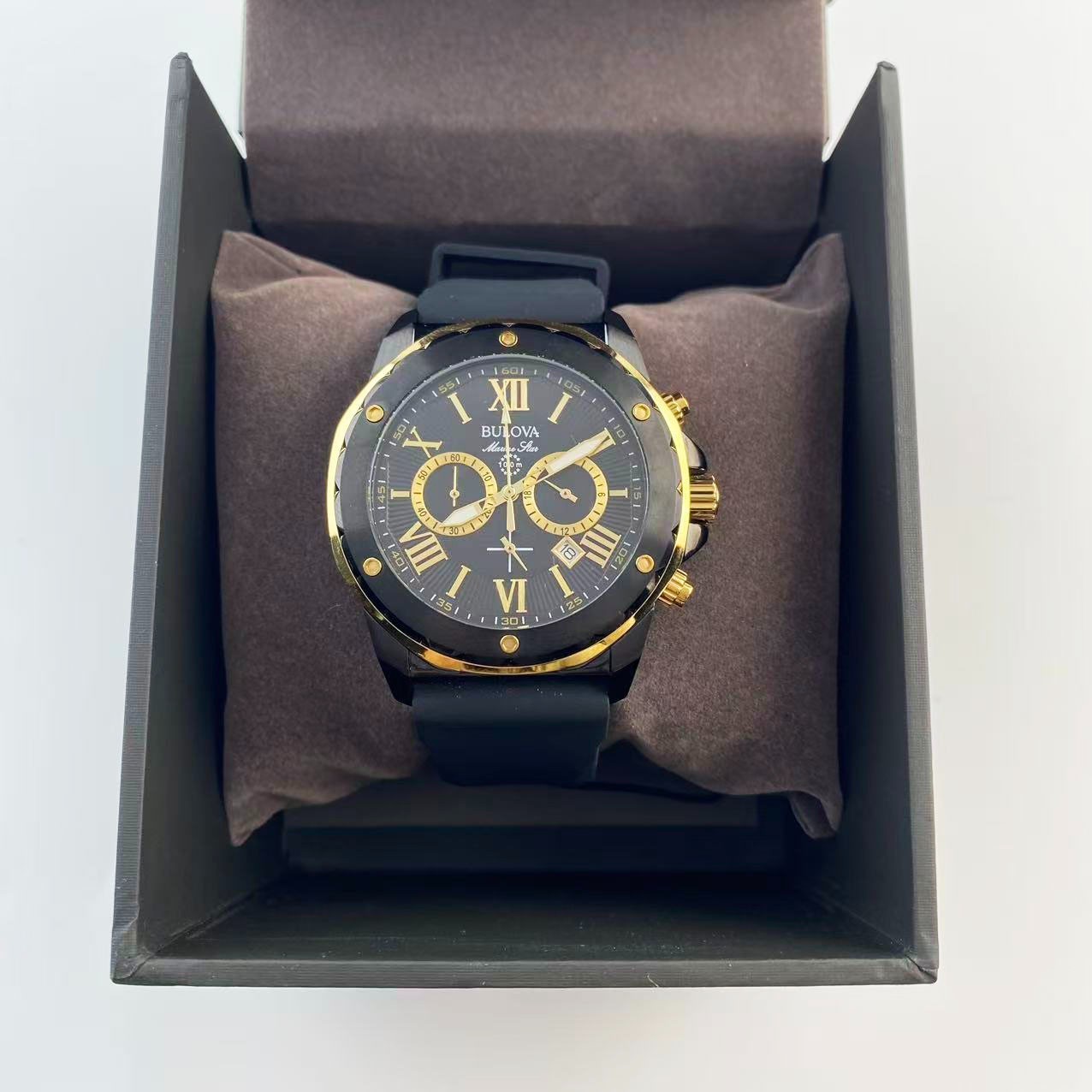 Bulova Marine Star 98B278 44mm Black Dial Men’s Chronograph Quartz Watch