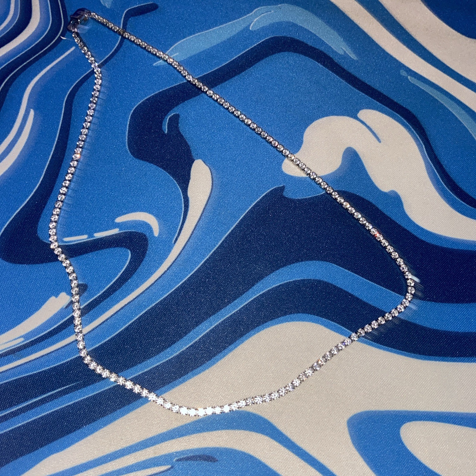 GLD Micro 2.5mm Tennis Chain in 18k White Gold Plated 16″ Necklace