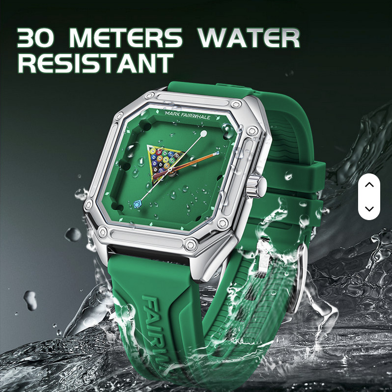Mark Fairwhale Mens Pool Table Billiards Watch Quartz Rubber Strap FW-5047