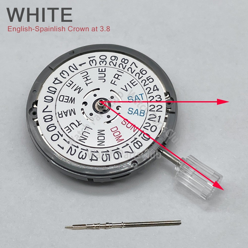 Japan Genuine NH36A Movement English-Spanish Datewheel Crown at 3.0/3.8 O’clock