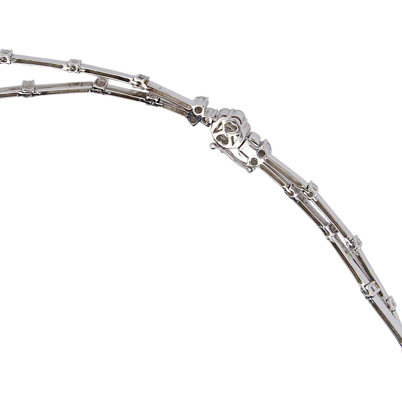20.00 CT Diamond Two Row Floral Line Drop Necklace 18K White Gold Natural