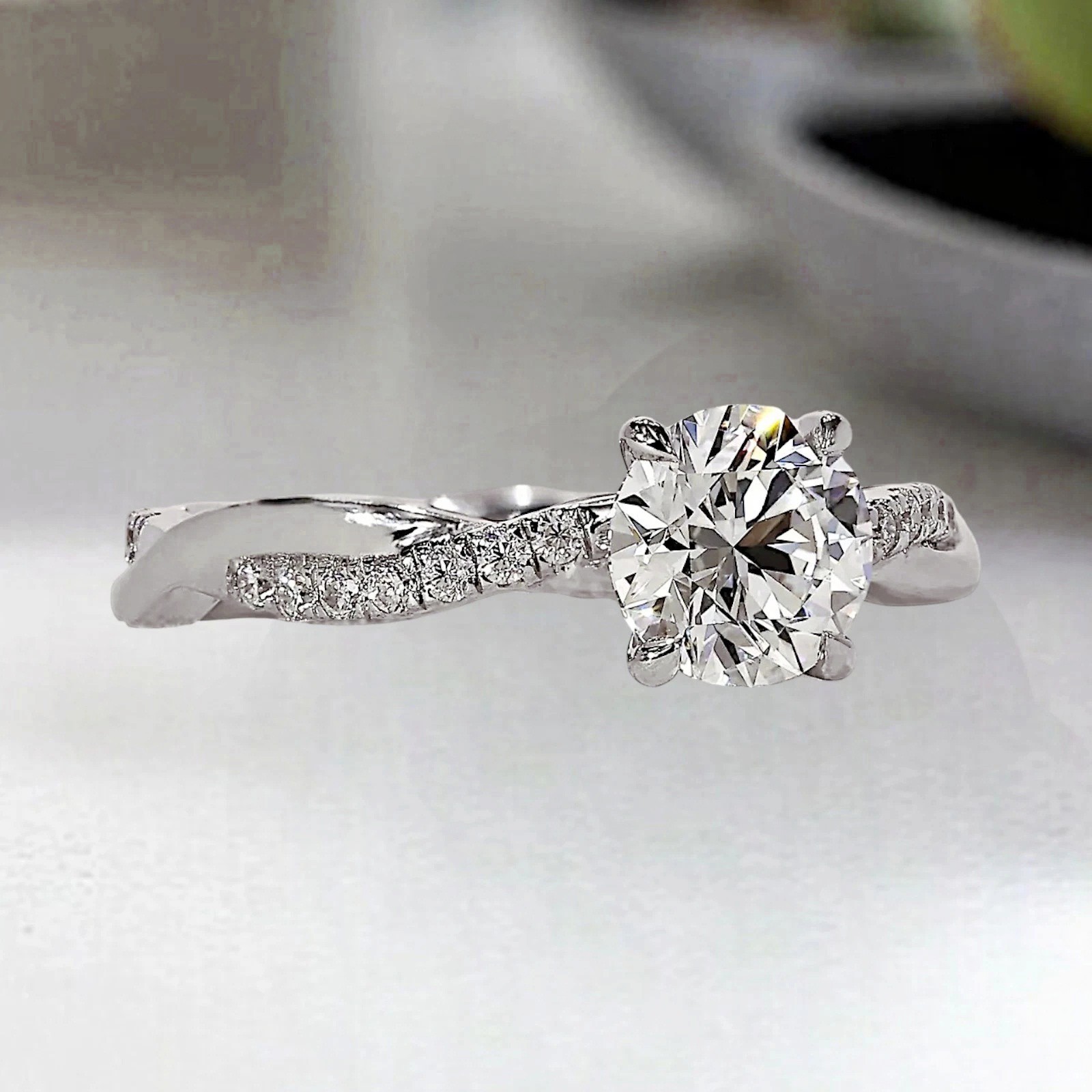 Certified 5.00 Cts. Round Shape White Diamond Ring In 925 Silver – Tariff Free