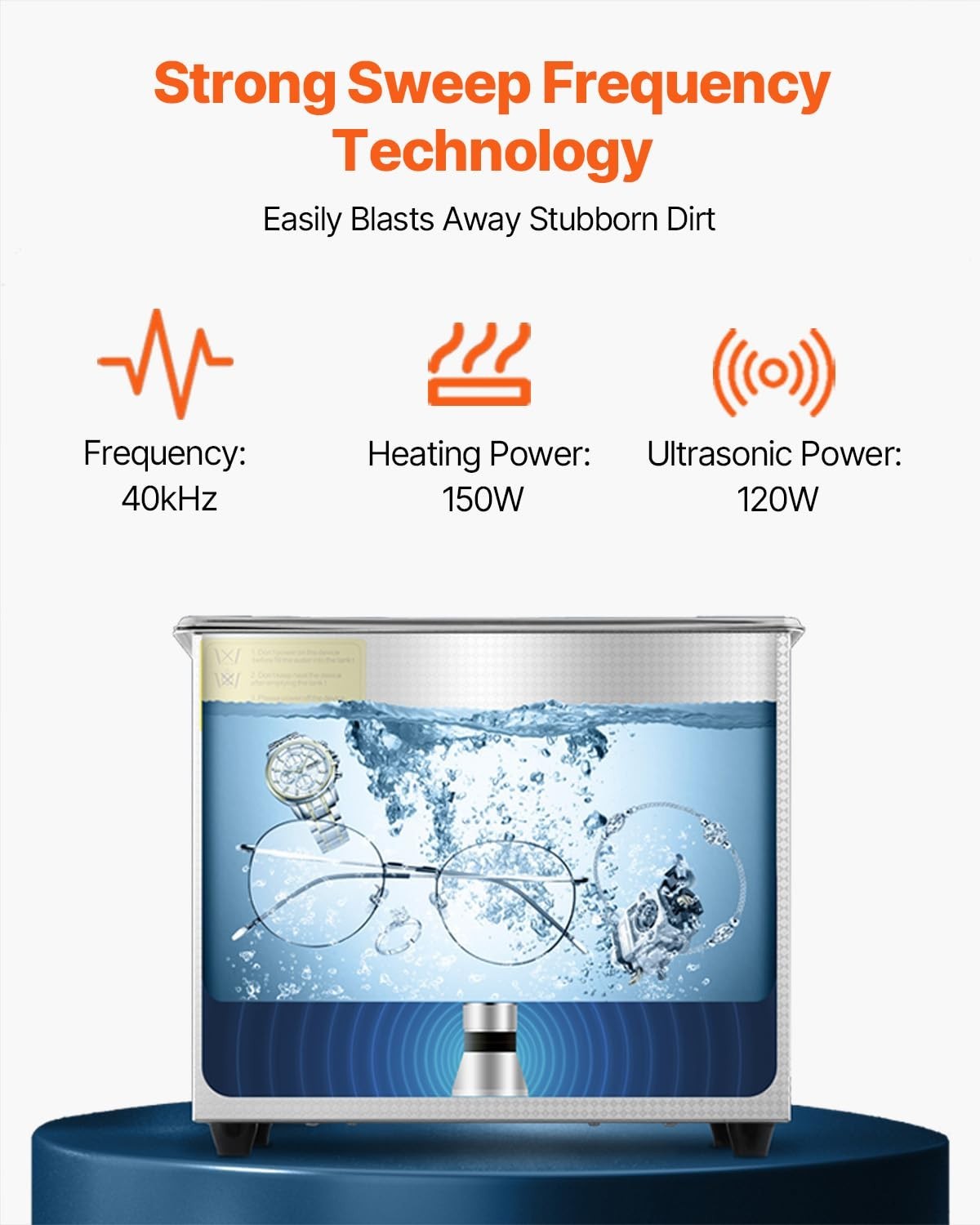 3L Ultrasonic Cleaner with Heating, Digital Timer & Stainless Steel Tank for Jew