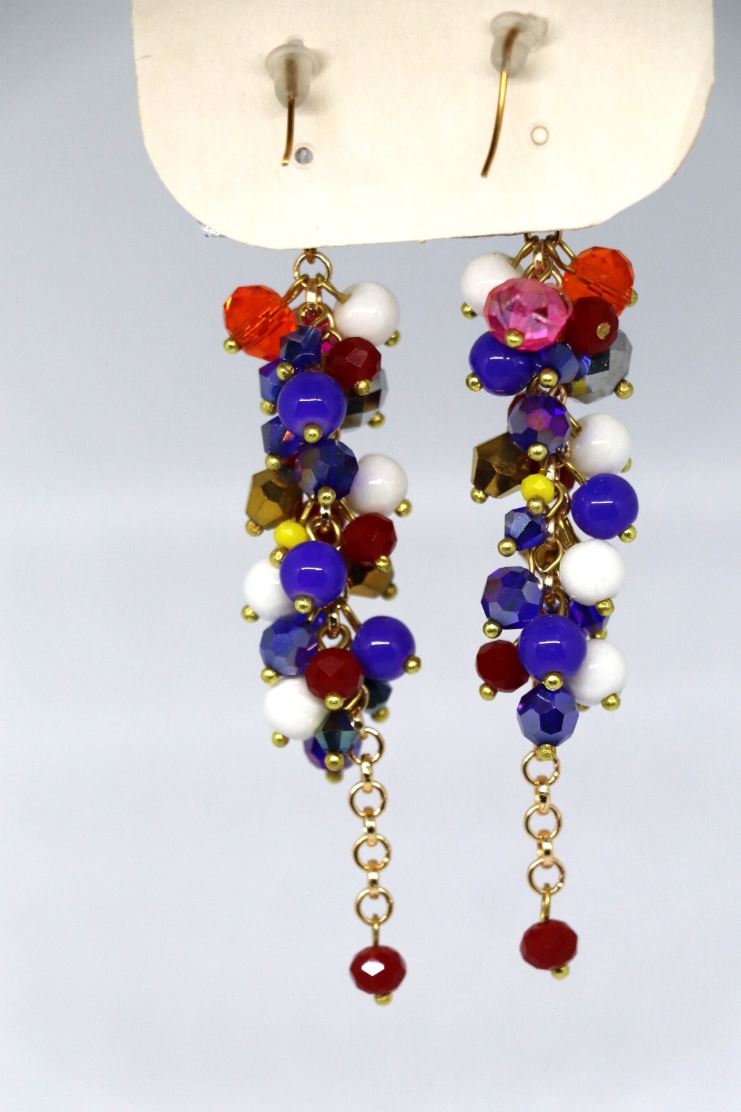 Earrings are glass beads fresh and elegant.