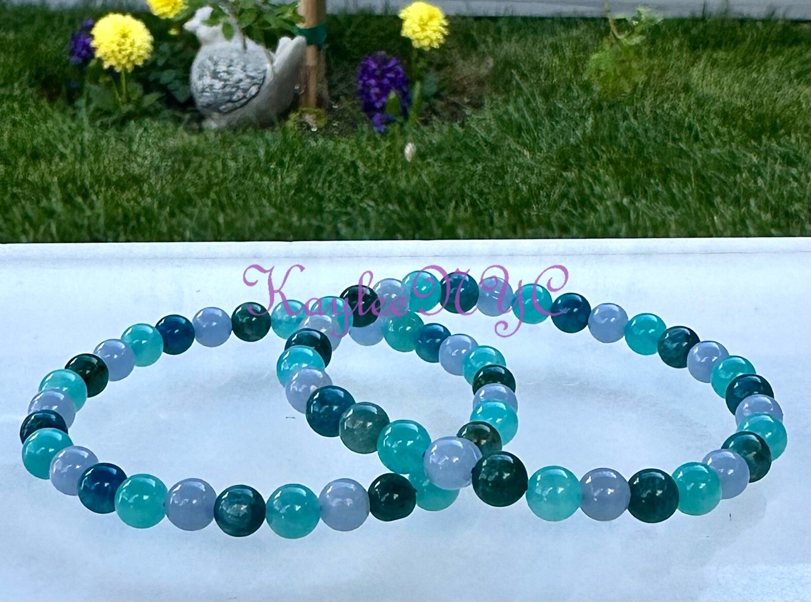 Wholesale 6 Pcs Throat Chakra 6mm 7.5” Crystal Healing Stretch Bracelet