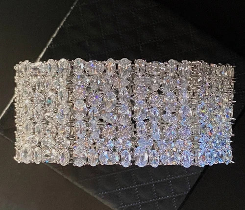 106 CTW Simulated Diamond Bracelet 18k White Gold Plated Elegant Wedding Jewelry