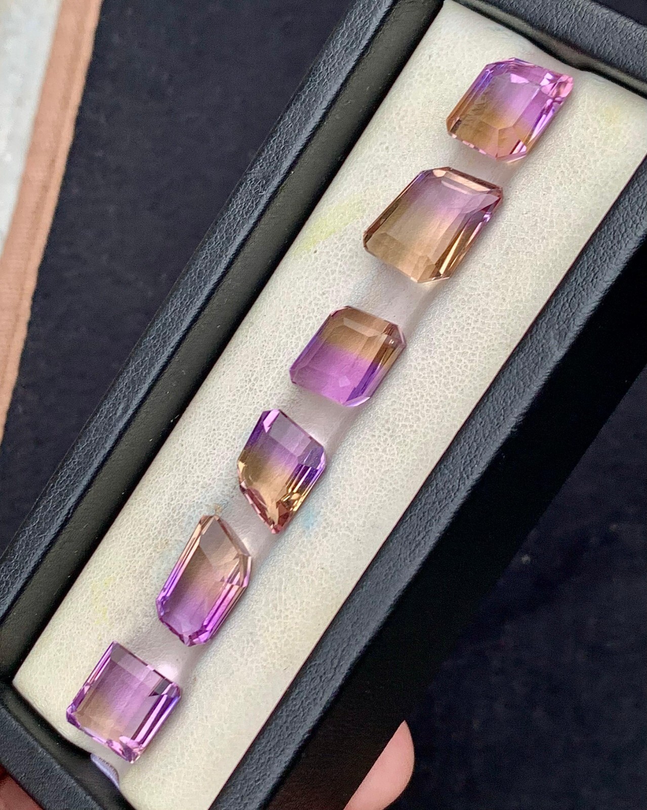 40 Carat Natural Ametrine Emerald Cut Gemstone Lot of 6 Pieces | Bi-Color