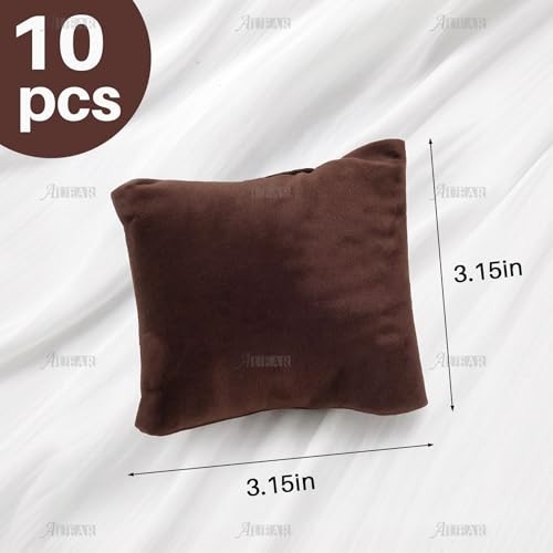 Velvet Watch Pillows Small Jewelry Displays Pillow Bracelet 10 Pack Brown