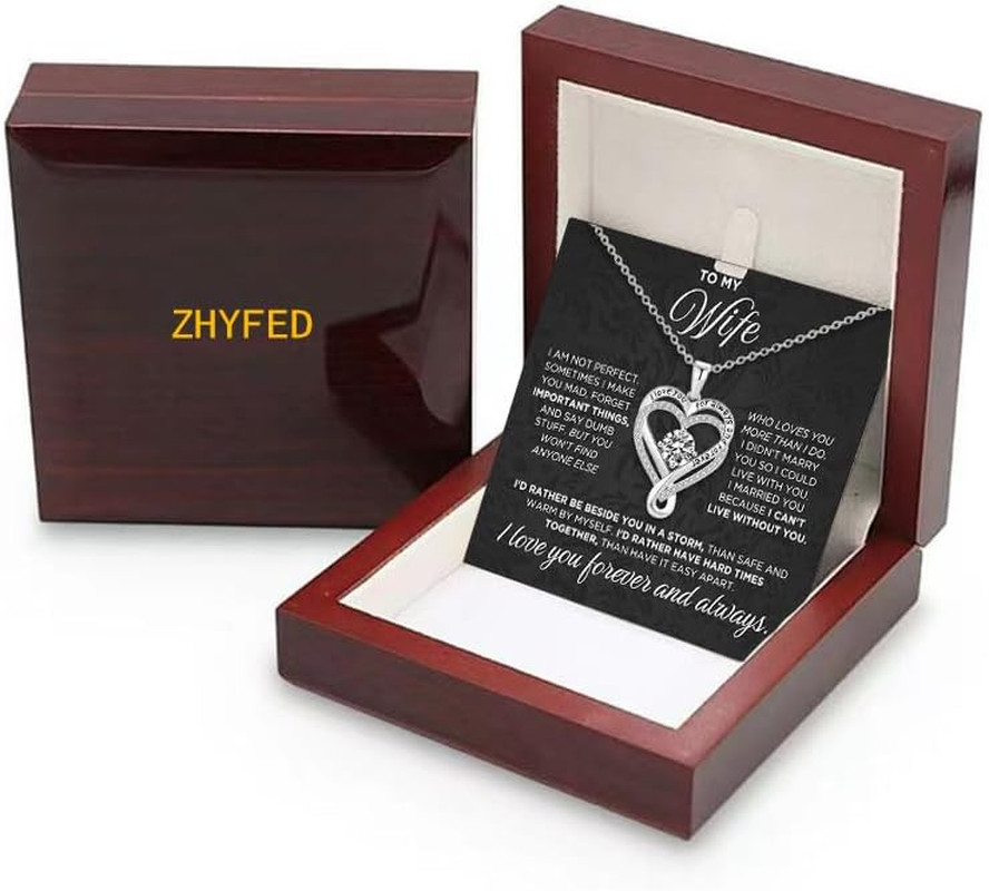 925 Silver Heart Necklace for Wife, Infinite Love Knot with Gift Box