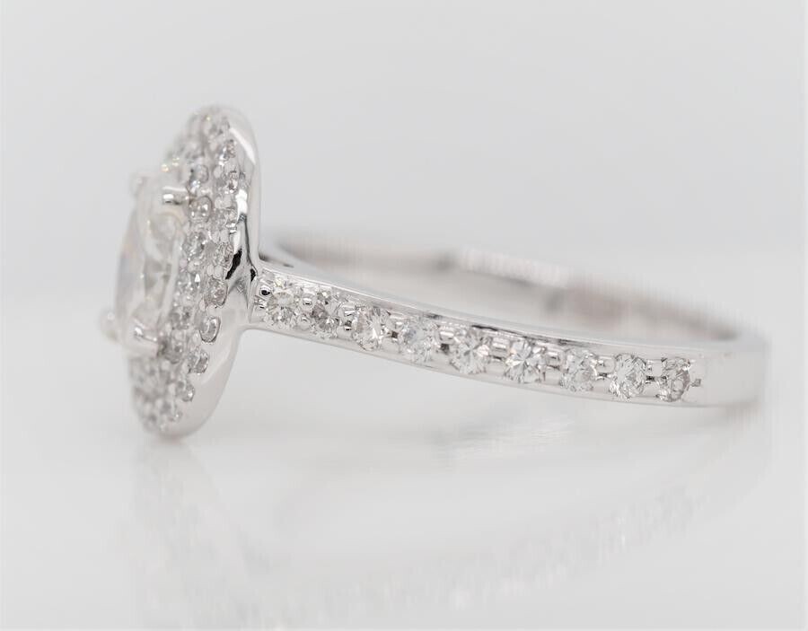 1.50TCW Oval Cut IGI Certified Lab Grown Diamond Double Halo Ring 14k White Gold
