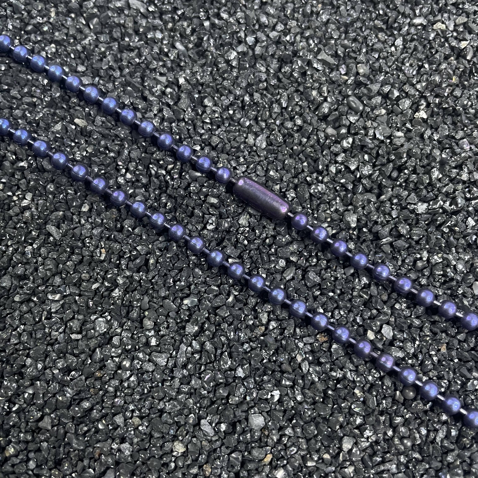 New Pure Titanium Burnt Blue Bead Chain Necklace 3mm Unisex Allergy Free 25.59″