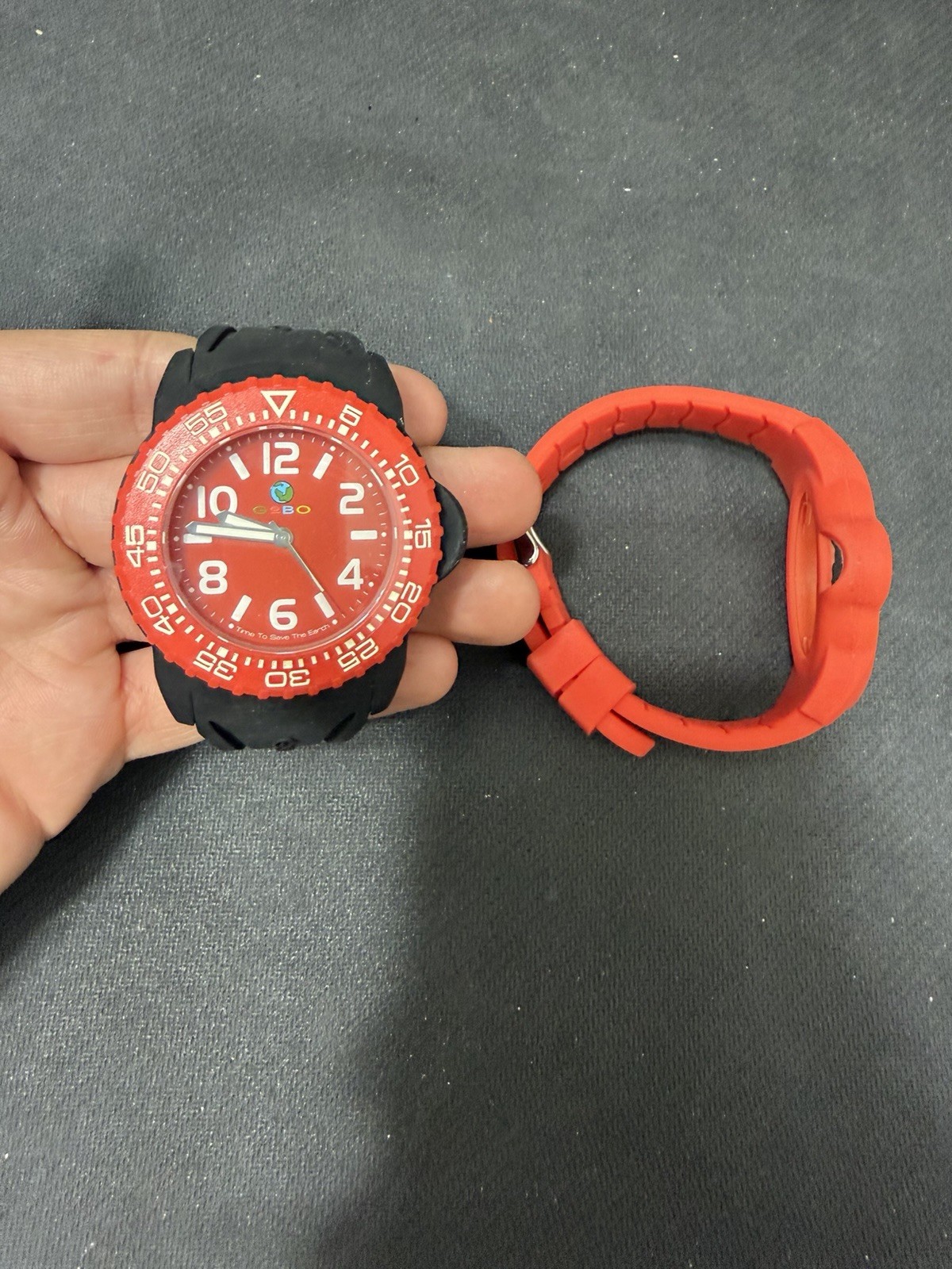 GEBO Time To Save The Earth Watch – 2 Straps Red & Black – Old Stock