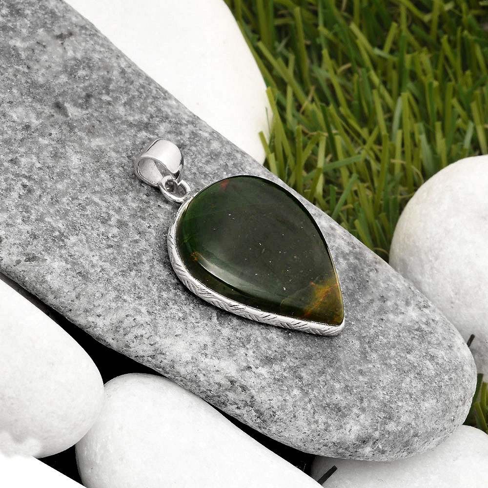Natural Chrome Chalcedony 925 Sterling Silver Pendant Jewelry P-1053
