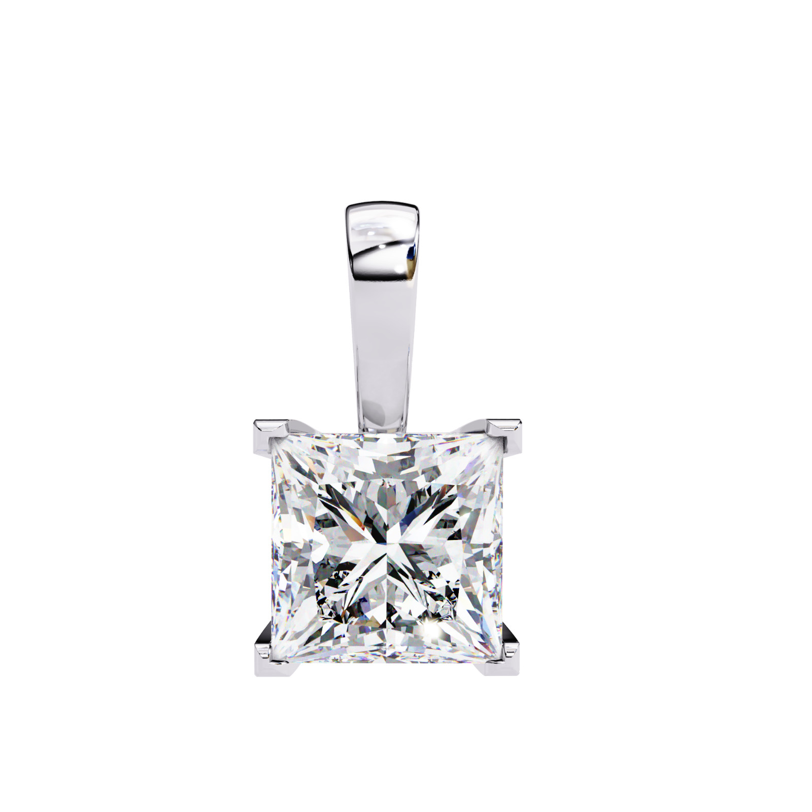 Beautiful Princess Diamond Pendant Made In 14 KT Gold Studded With Lab Created