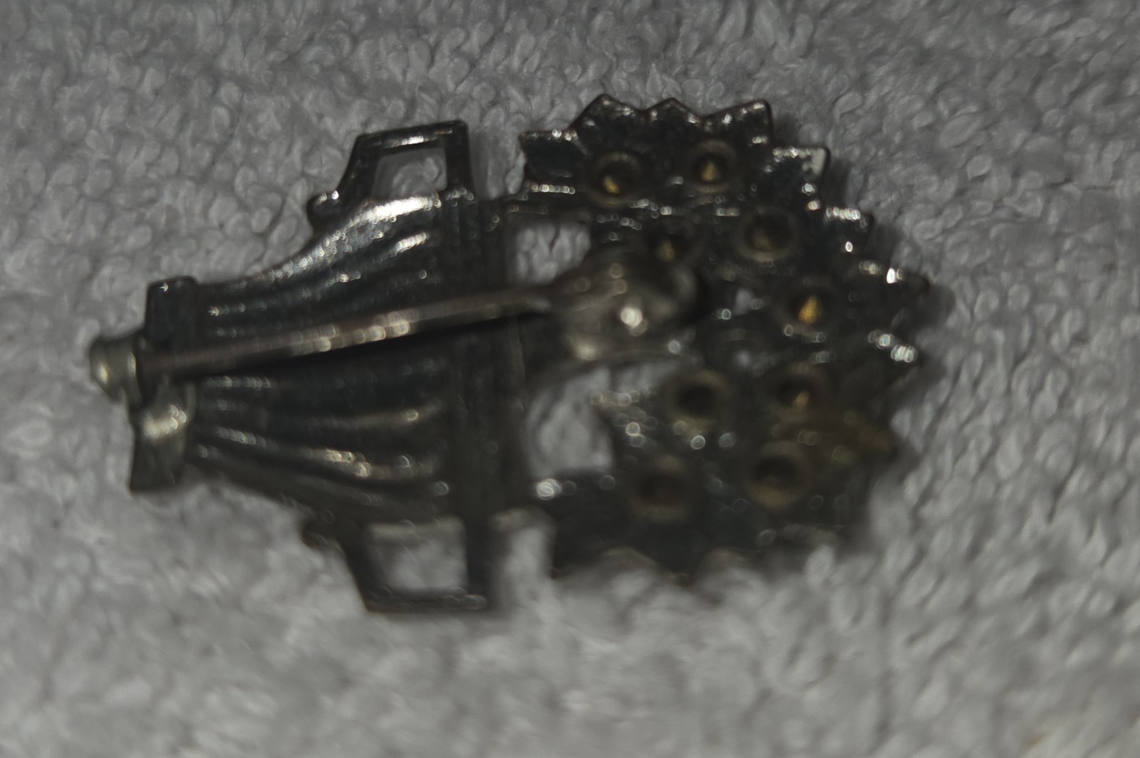 Vintage Silver Tone Flower Basket Brooch Pin Multicolor Rhinestones