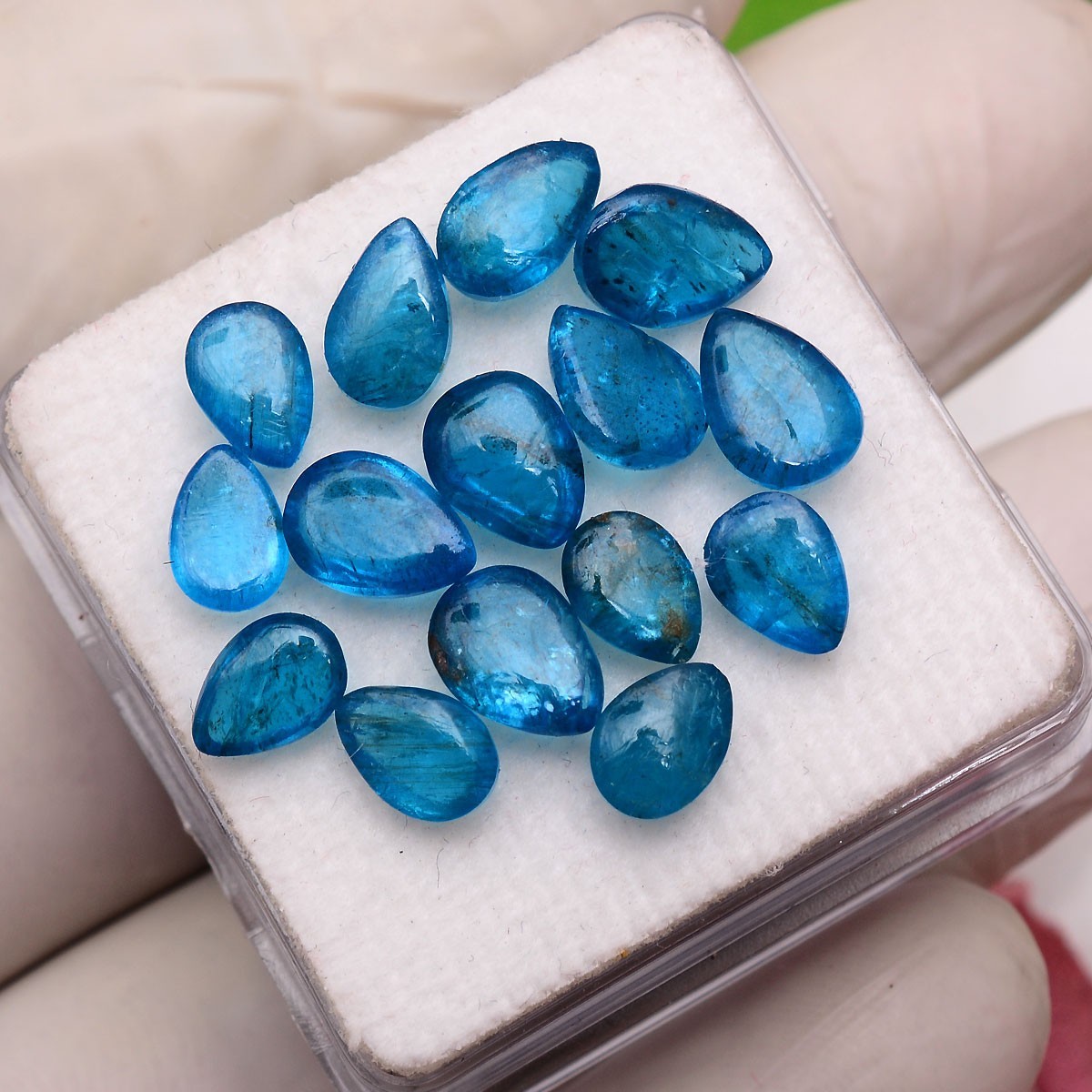 Set 15 Pcs Natural Apatite Untreated 7mm-8mm Pear Stunning Loose Gemstones Lot