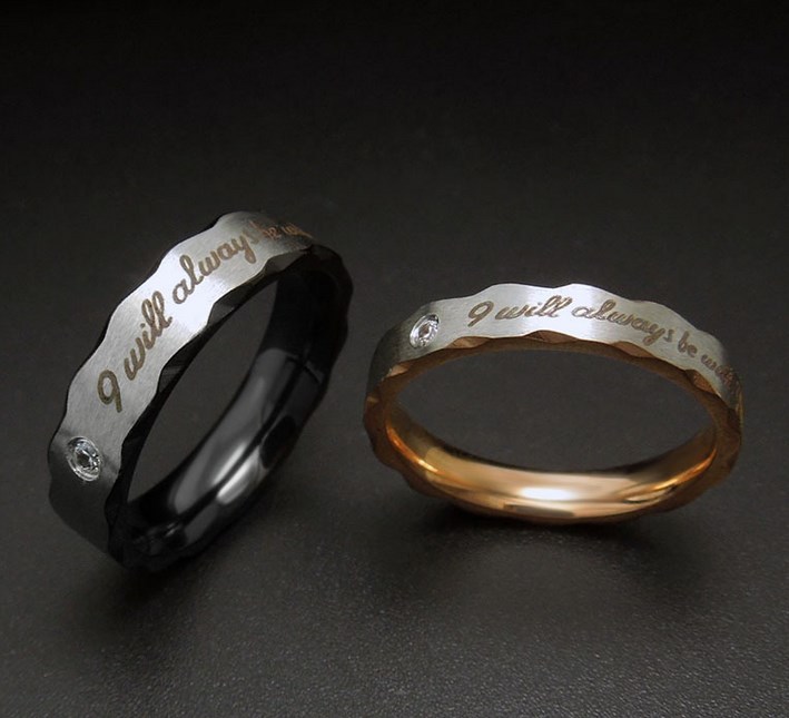 New Design Stainless Steel Couple Rings Promise Love Forever Wedding Gift