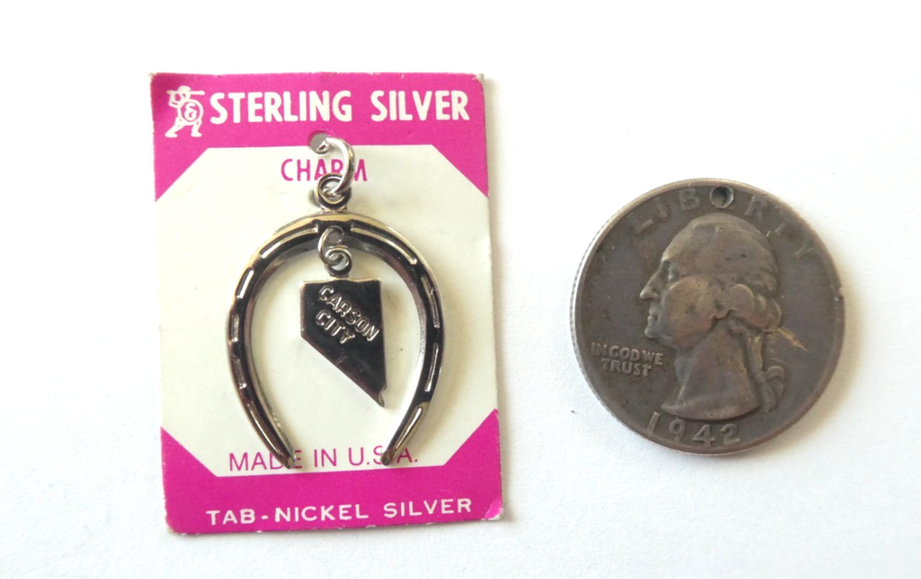 Vintage Sterling SIlver Horseshoe Charm with Carson City Nevada Tag