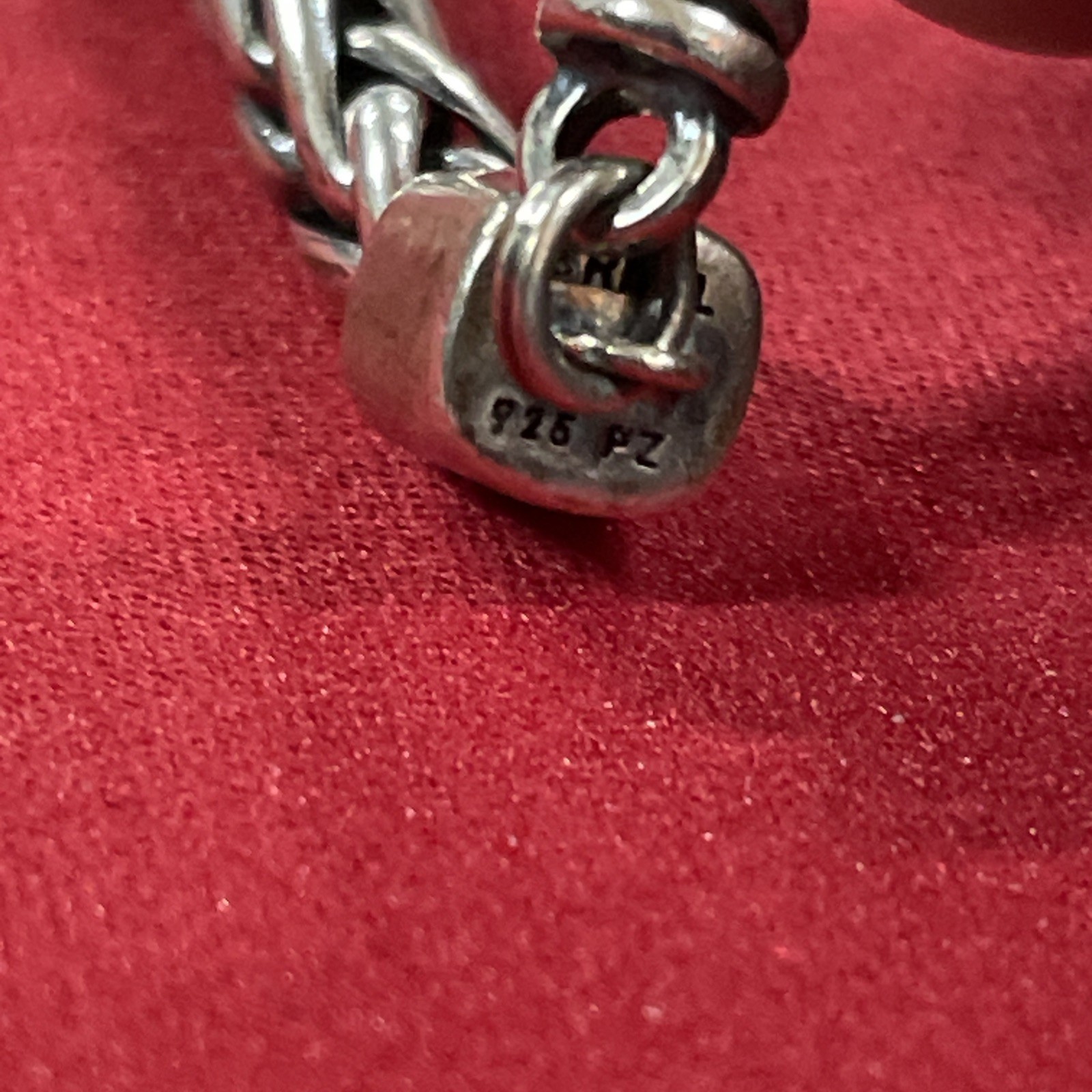 Sterling Silver 925 Israel PZ Paz Creations Carved Bar Chain 6.75 Bracelet