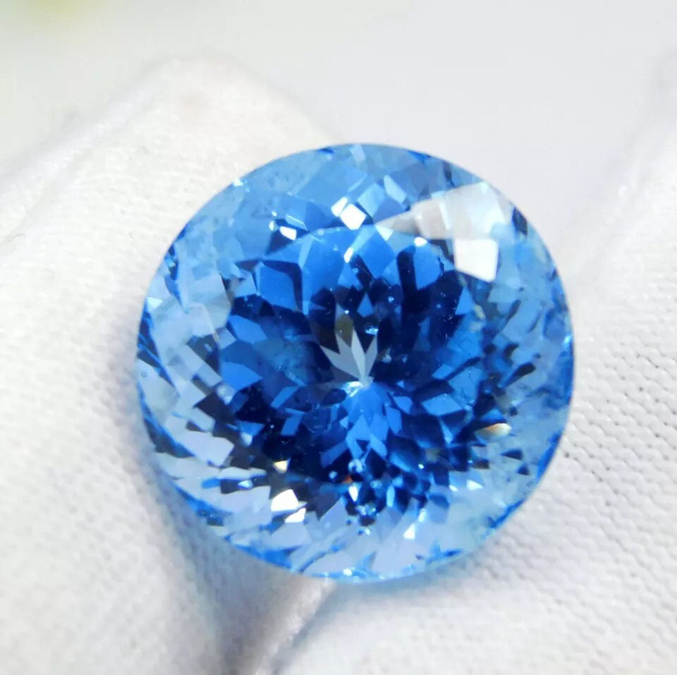 AAA+ Certified 20.00 Ct Natural Ceylon Blue Sapphire Round Cut Loose Gemstone
