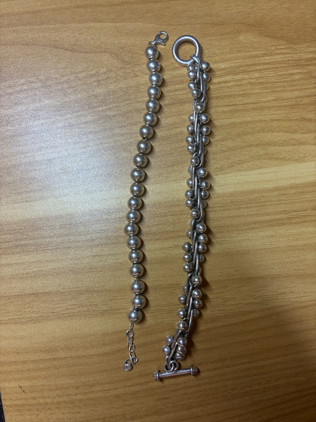 Vintage Modernist Sterling Silver 925 DNA Twist Bead Bracelet Heavy 76.6g 8.5
