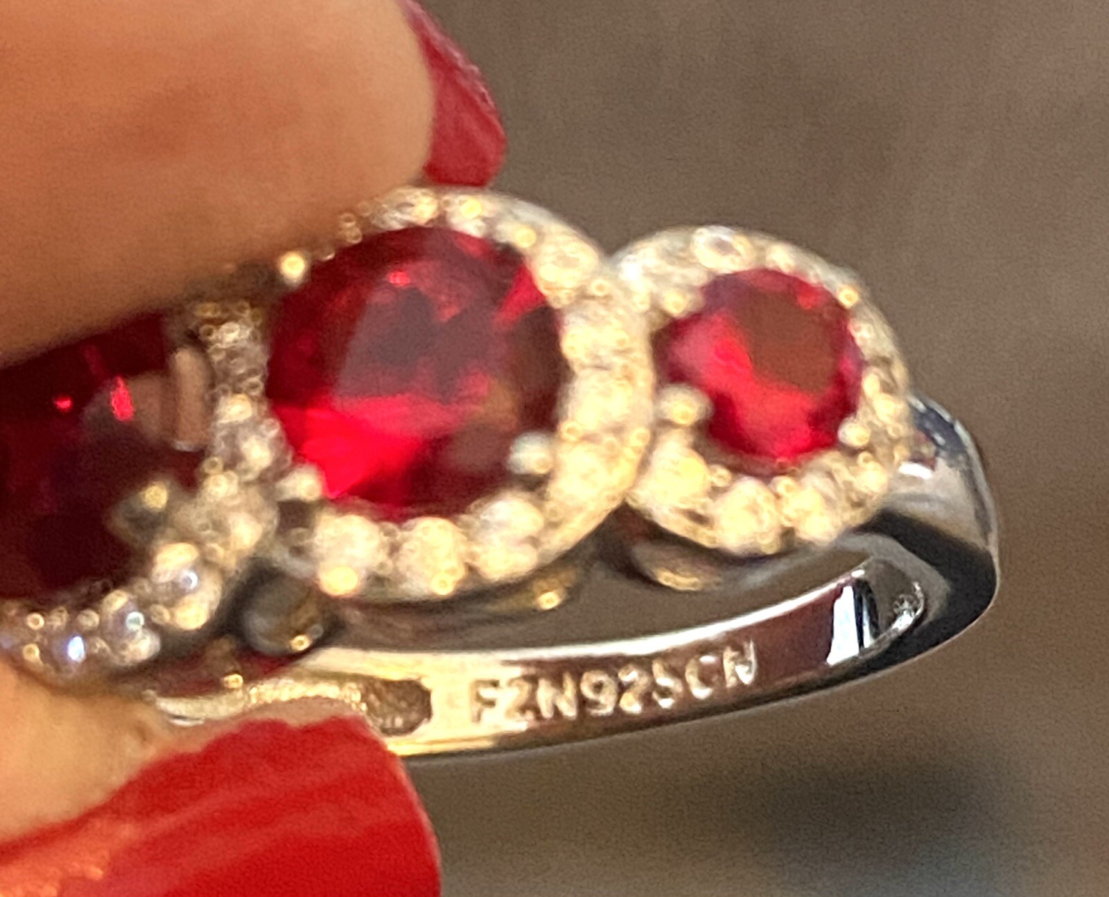 Fuzion Creations .925 Sterling Red & Clear Cubic Zirconia Ring Sz 5 $135 ❤️