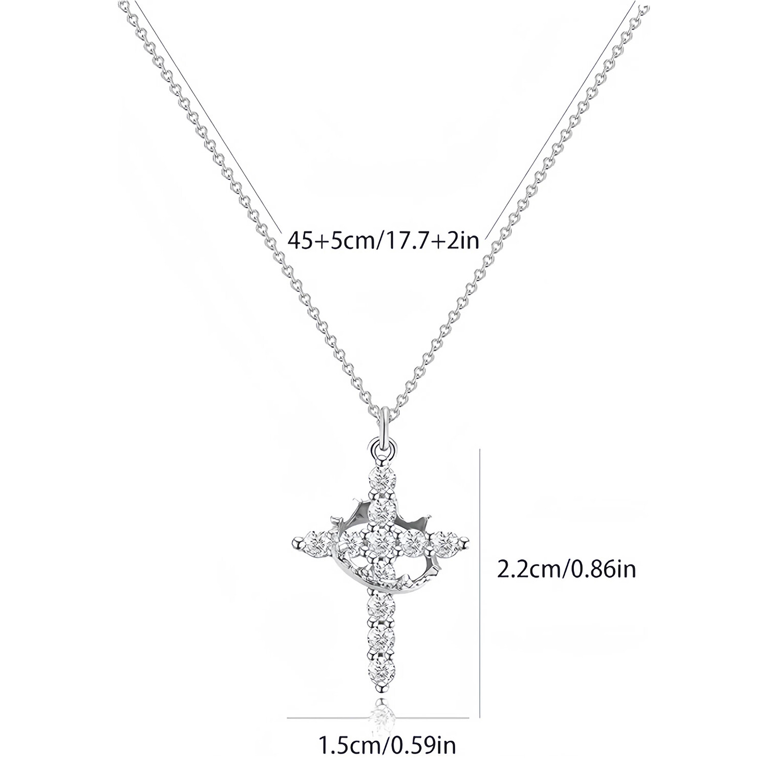 Crown Cross Necklace for Women 18K Gold Plated Crown Cross Pendant Necklace Simp