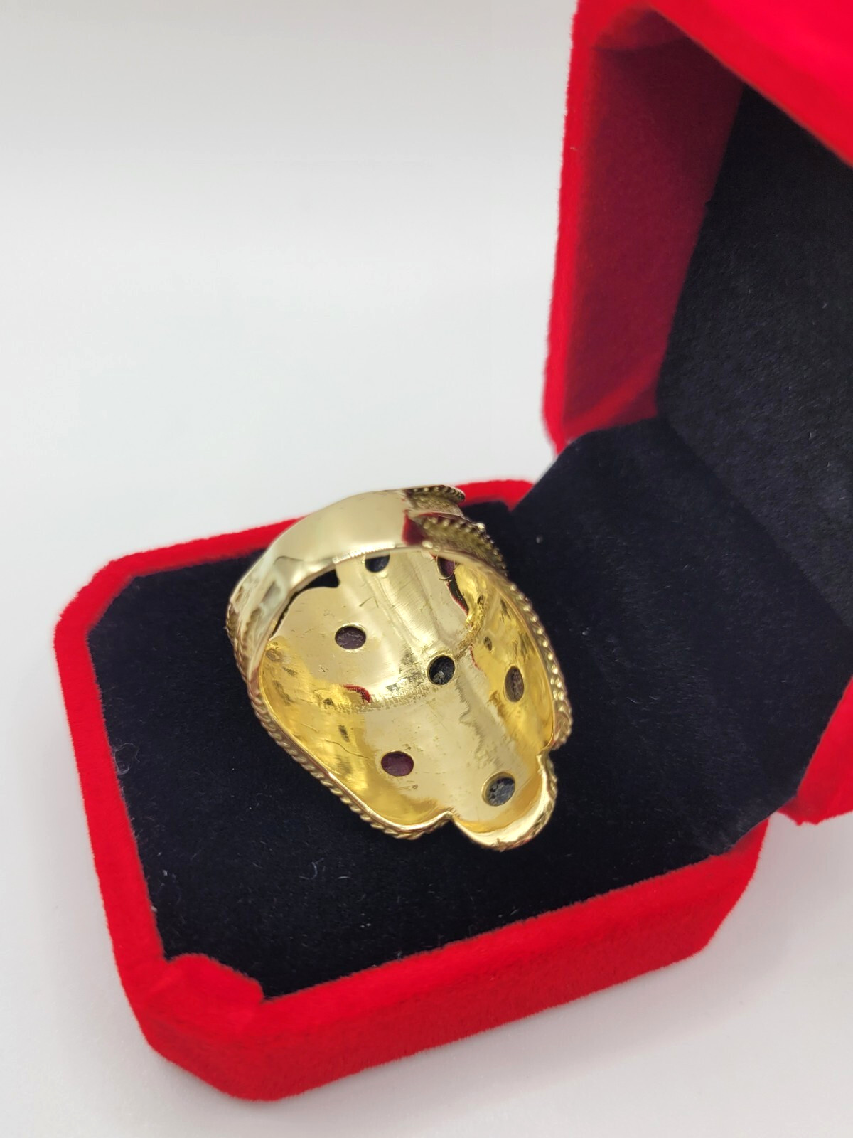 18K Yellow Gold Etruscan Byzantine Ruby & Sapphire Ring