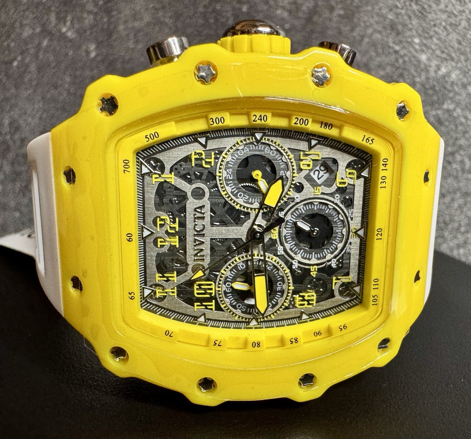 Invicta Racing 69740 Race Miami Special Edition Yellow Skeleton Chronograph NIB