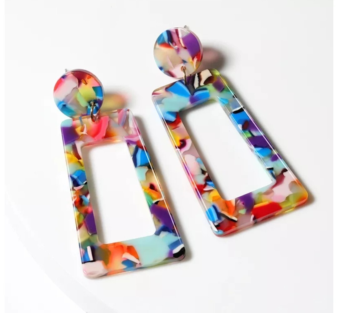 Trendy Dangle Drop Earrings Trapezoid Ear Hoop Simple 94-8