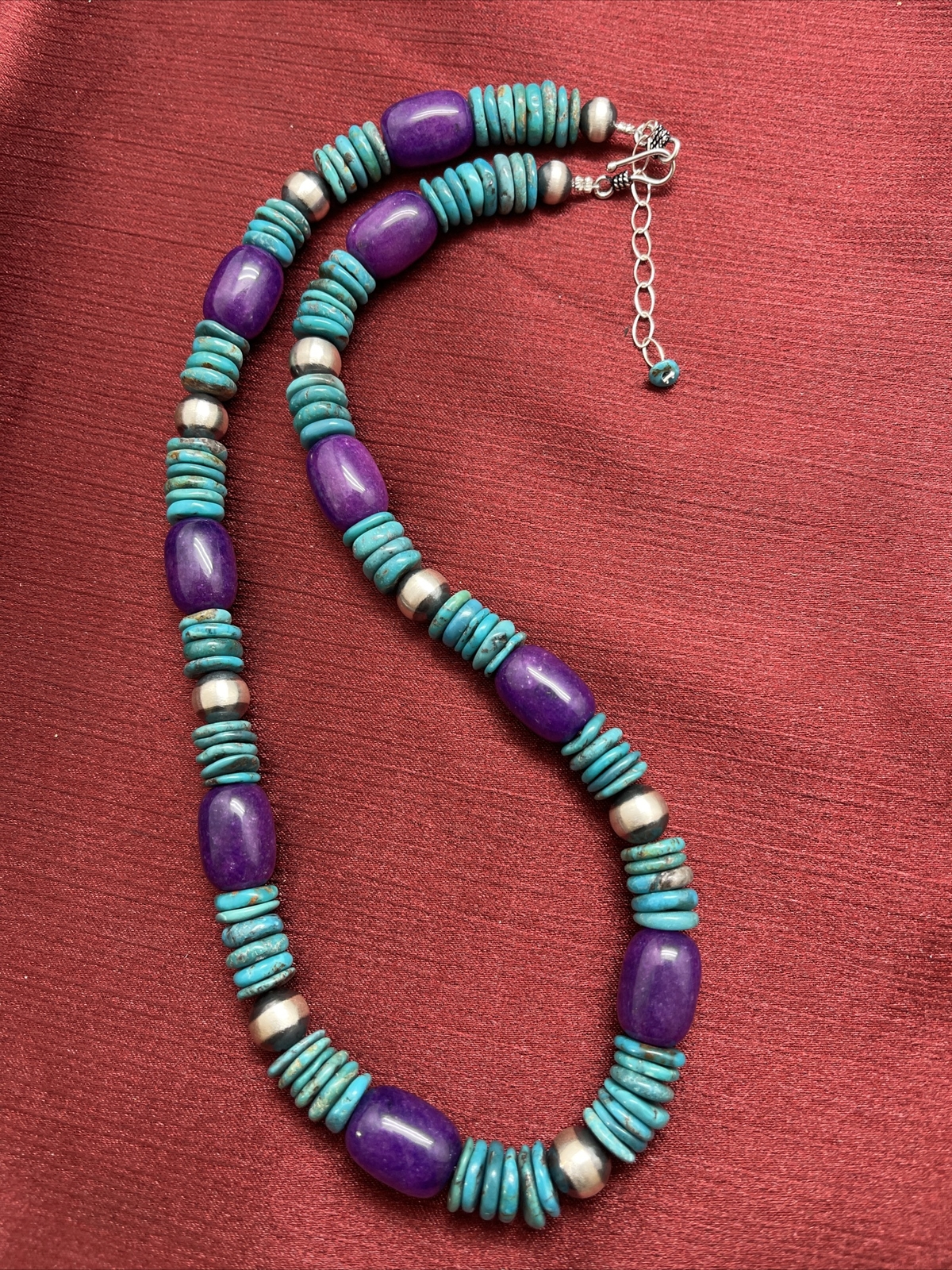 without tags Sterling silver Turquoise sugilite Necklace 19 Inch G2U