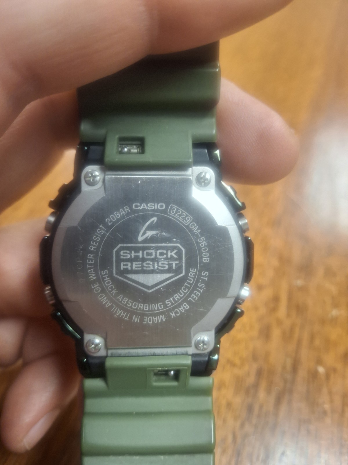 Casio G-shock GM-5600B Negative Display Metal Bezel Green Band Watch