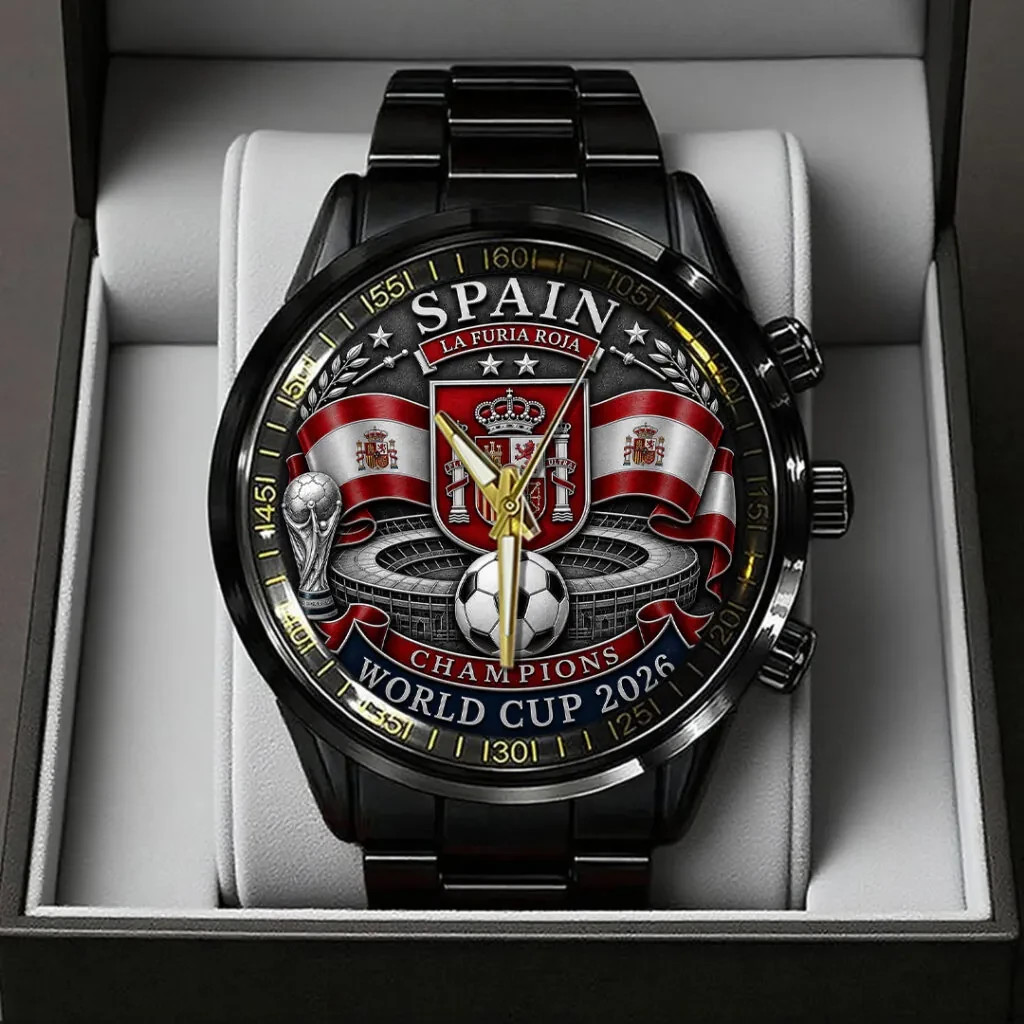 Spain 2026 World Cup Champions Black Stainless Steel Watch –4402