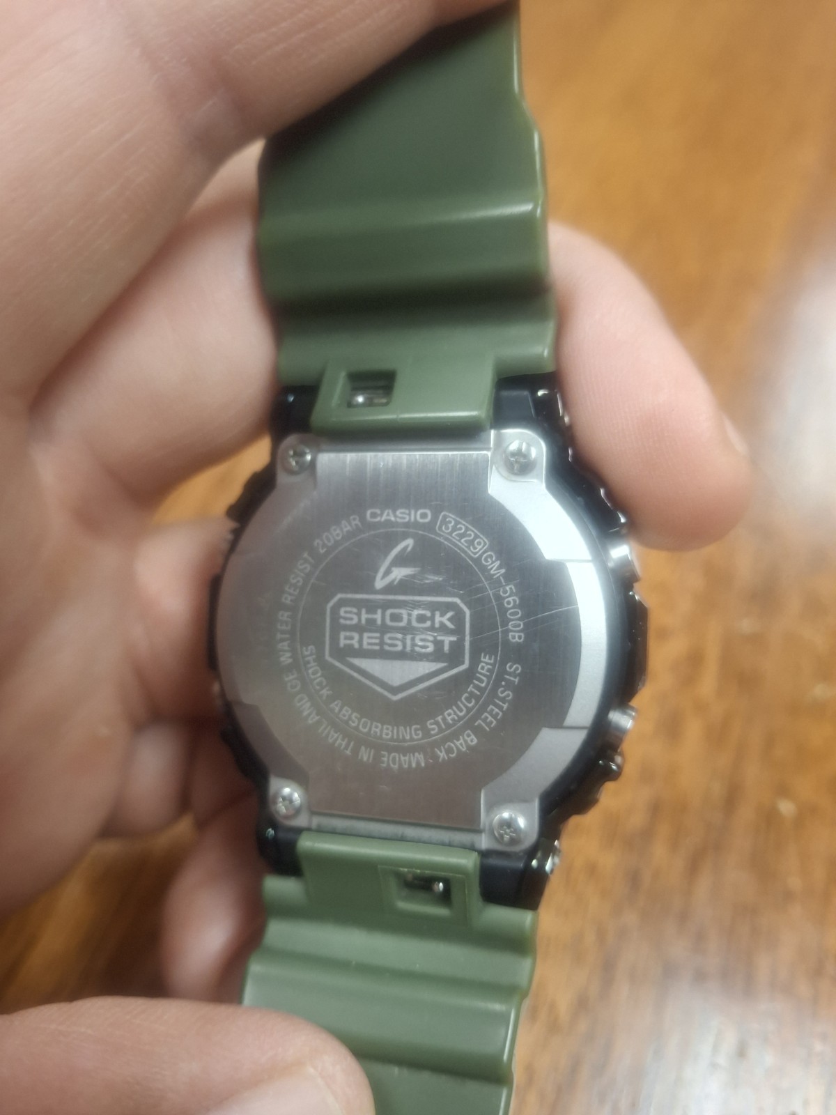 Casio G-shock GM-5600B Negative Display Metal Bezel Green Band Watch
