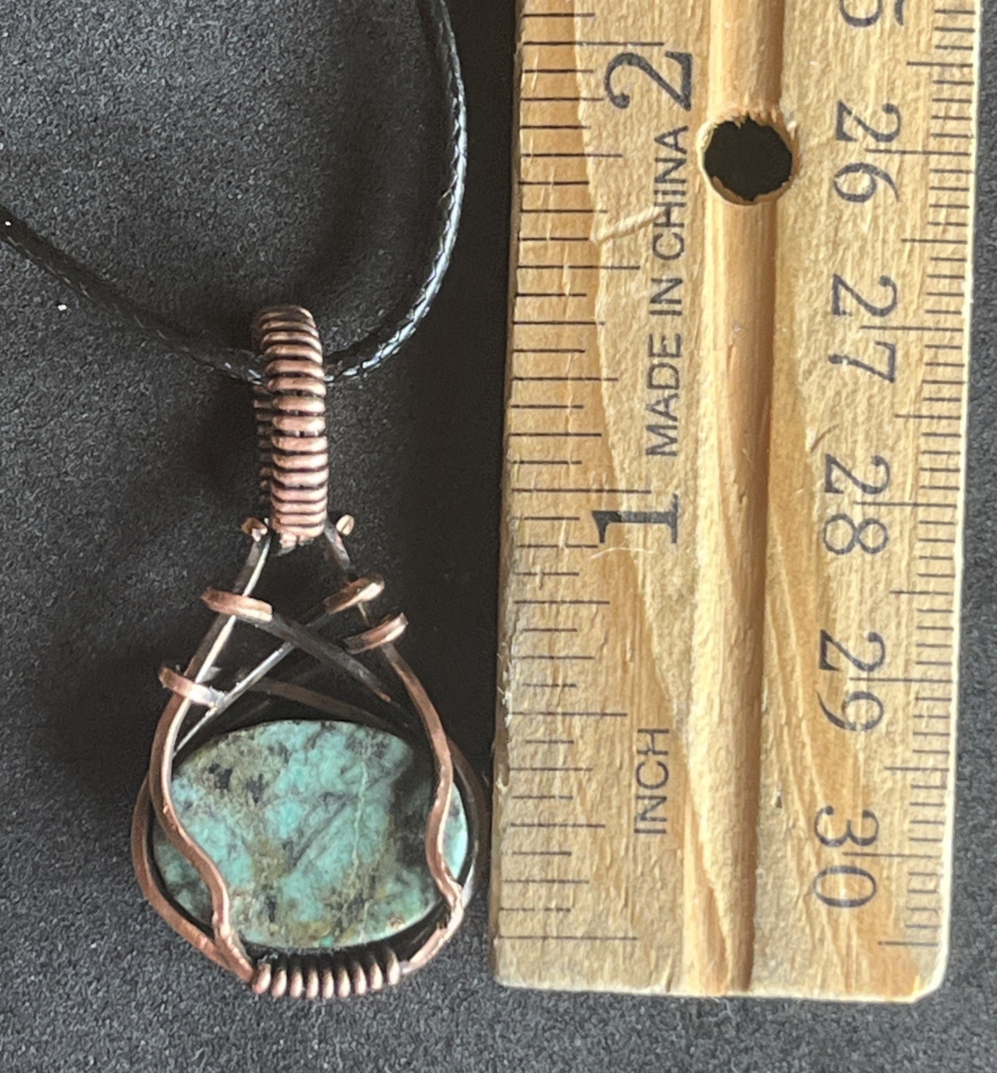 African Turquoise (Jasper) ~ Handmade Copper wire wrapped pendant jewelry 3j