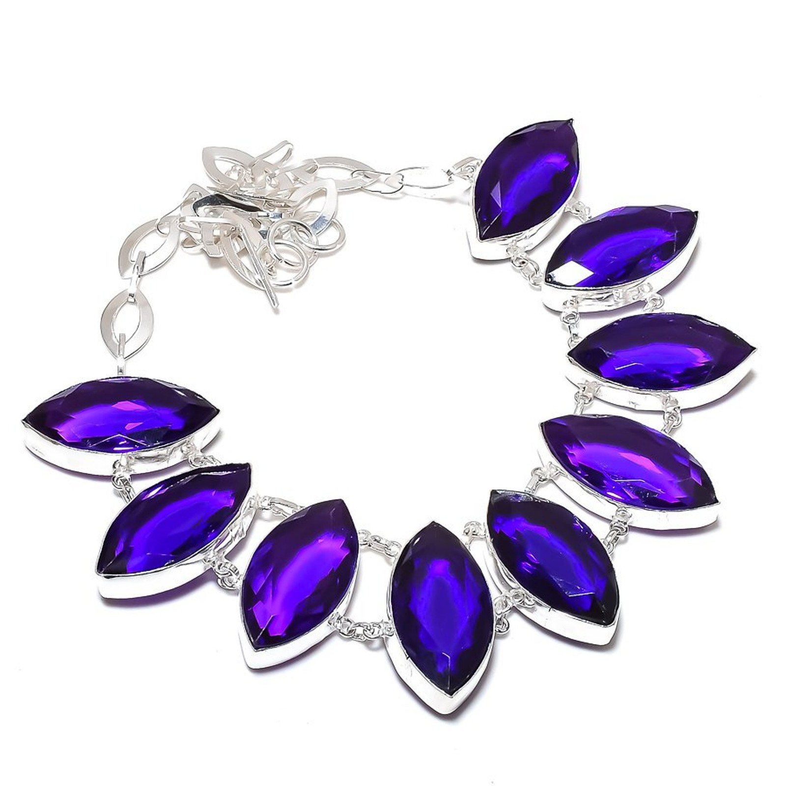 Faceted Purple Tourmaline Handmade 925 Sterling Silver Jewelry Necklace 18″ p112