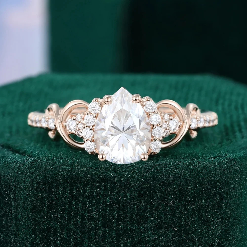 2.25 Ct Pear Cut EF-VS1 Lab Grown Diamond Infinity Engagement Ring 14K Rose Gold