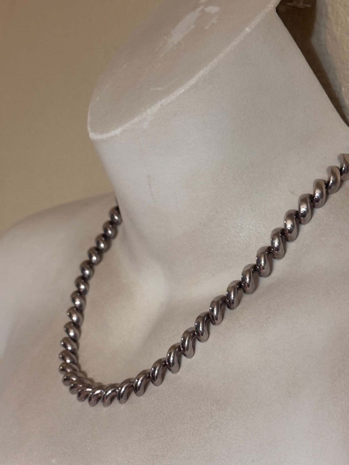 Vintage San Marco 925 Sterling Silver Macaroni Link Chain 19” Necklace 45 Grams