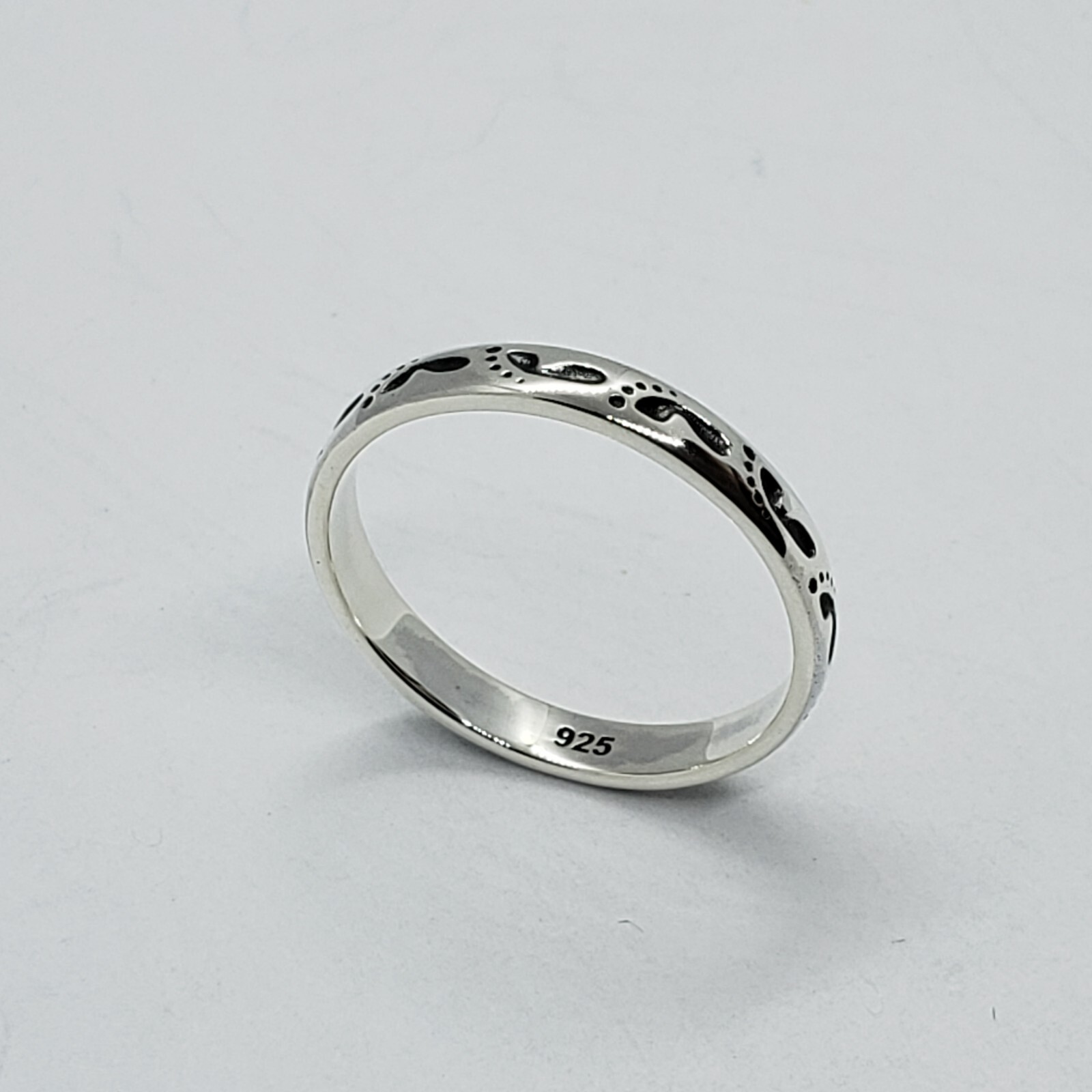 3mm Sterling Silver Footprints in The Sand Stackable Ring 1/8 inch Sizes 6 to 10