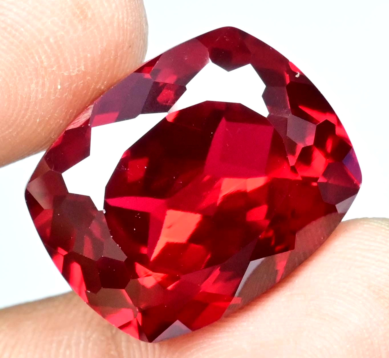 42.10 Ct Natural Mozambique Blood Red Ruby Certified Flawless Cushion Gemstone