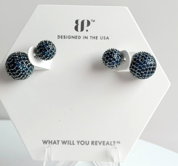 Bomb Party September Earrings “Always In Longing” Lab Created Sapphire Rhodium