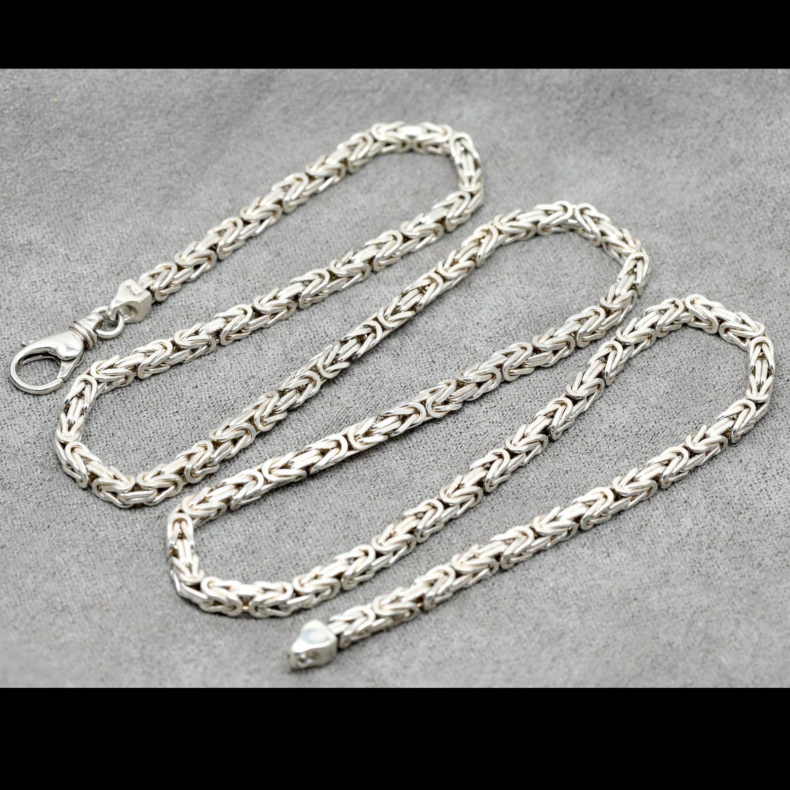 925 sterling silver Byzantine chain necklace 3.5mm 22 inch heavy chain 37g