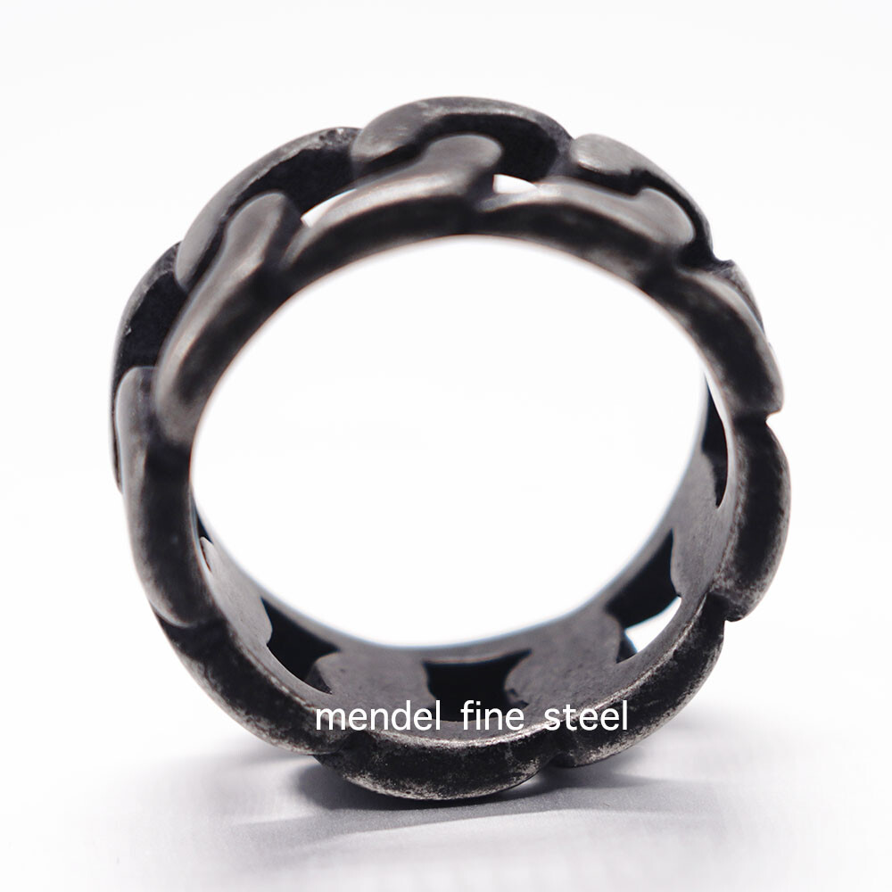 MENDEL Mens Stainless Steel Biker Miami Cuban link Band Ring for Men Size 7-15