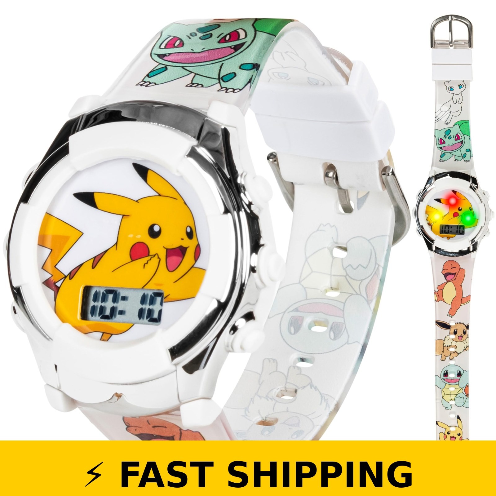 Accutime Kids Pokemon Pikachu Digital Watch – White