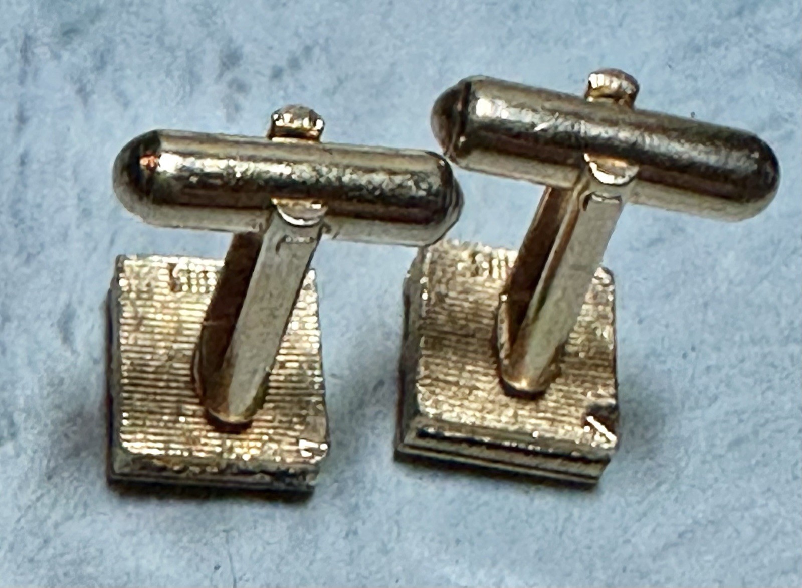 Vintage Faux Cat Eye Cabochon Gold Tone Cuff Links, Signed Swank