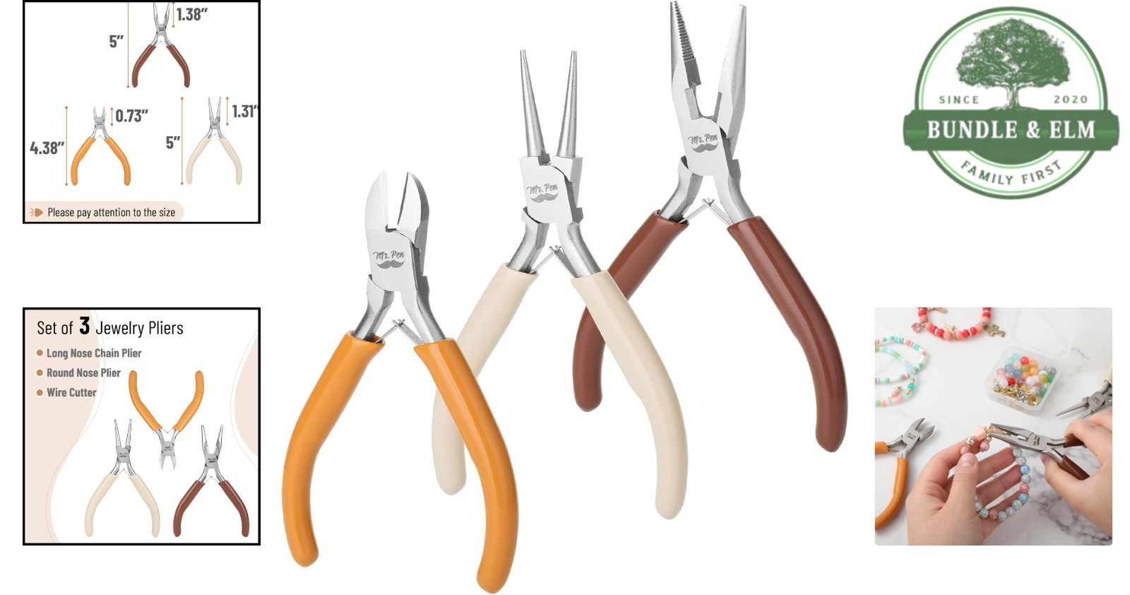 Mini Jewelry Making Pliers Set – Ergonomic, 3-Piece Autumn Essential Tools
