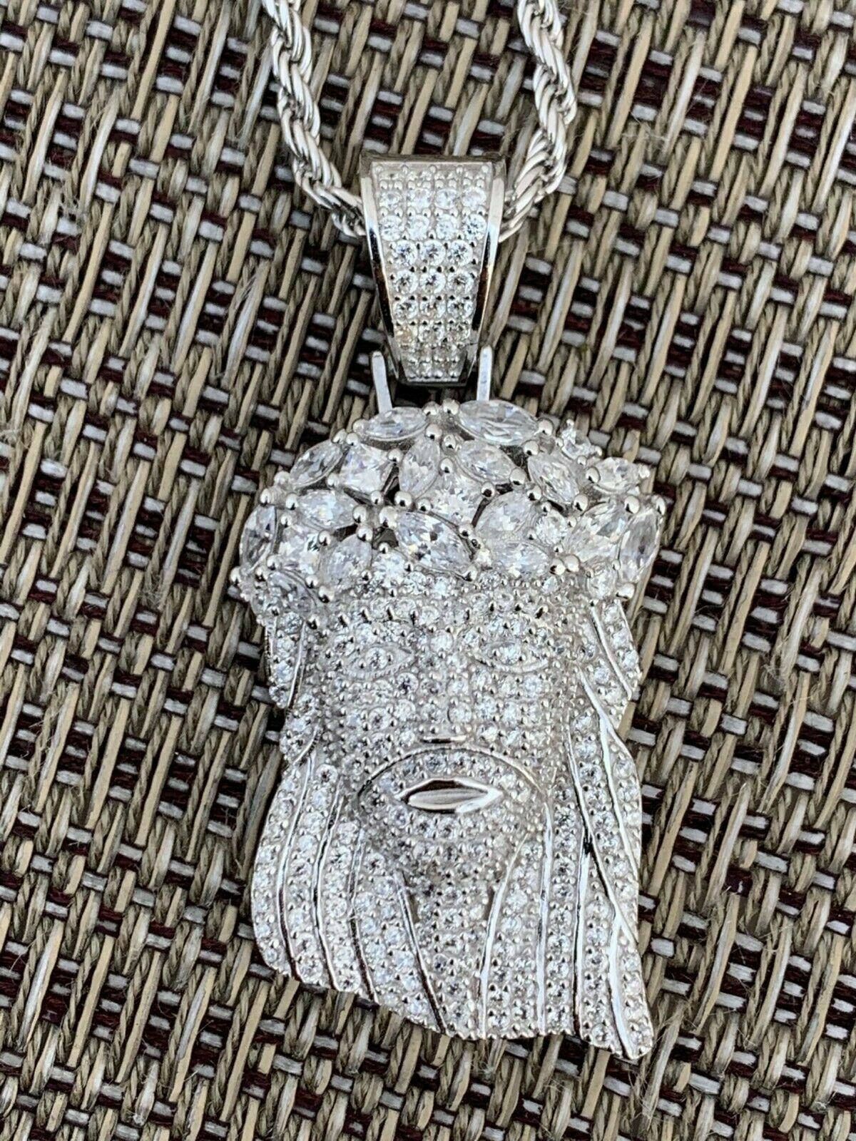 Men’s Solid 925 Silver Jesus Piece Simulated Diamond Yellow and Rose Gold Plated